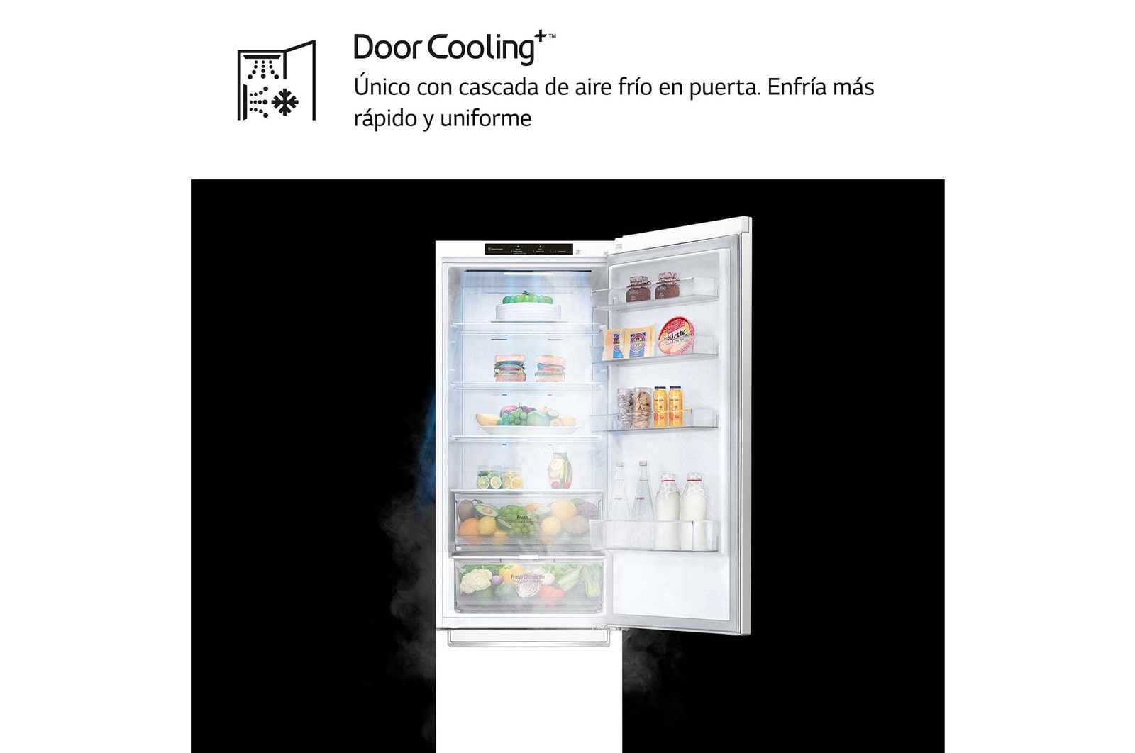 LG Frigorífico Combi Door Cooling+, 2m, Clasificación D, capacidad de 419l, Blanco, serie P-600, GBP62SWNGN