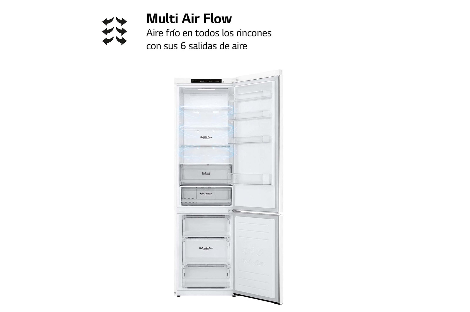 LG Frigorífico Combi Door Cooling+, 2m, Clasificación D, capacidad de 419l, Blanco, serie P-600, GBP62SWNGN