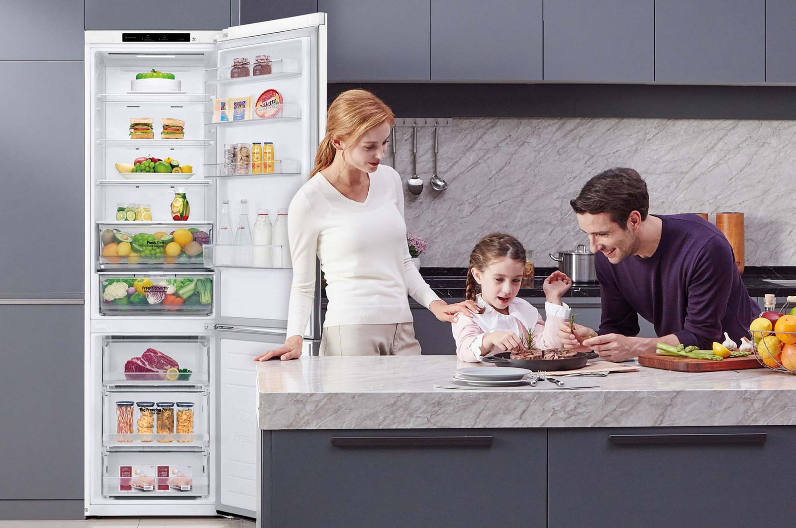 LG Frigorífico Combi Door Cooling+, 2m, Clasificación D, capacidad de 419l, Blanco, serie P-600, GBP62SWNGN