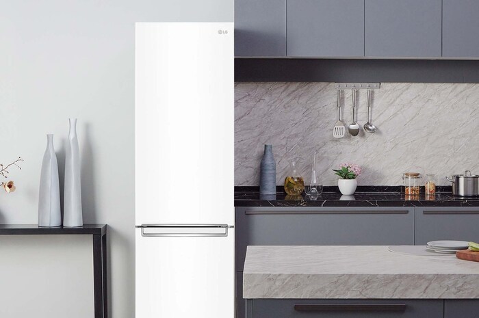 LG Frigorífico Combi Door Cooling+, 2m, Clasificación D, capacidad de 419l, Blanco, serie P-600, GBP62SWNGN