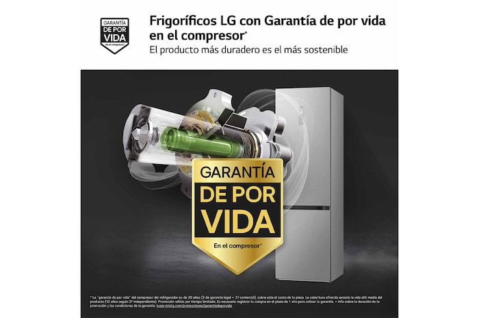 LG Frigorífico Combi Door Cooling+, 2,03m, Clasificación D, capacidad de 419l, blanco. Serie 500, GBV5250EPY, GBV5250EPY