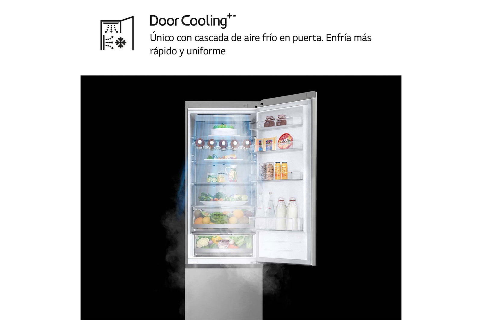 LG Frigorífico Combi Door Cooling+, 2,03m, Clasificación D, capacidad de 419l, blanco. Serie 500, GBV5250EPY, GBV5250EPY