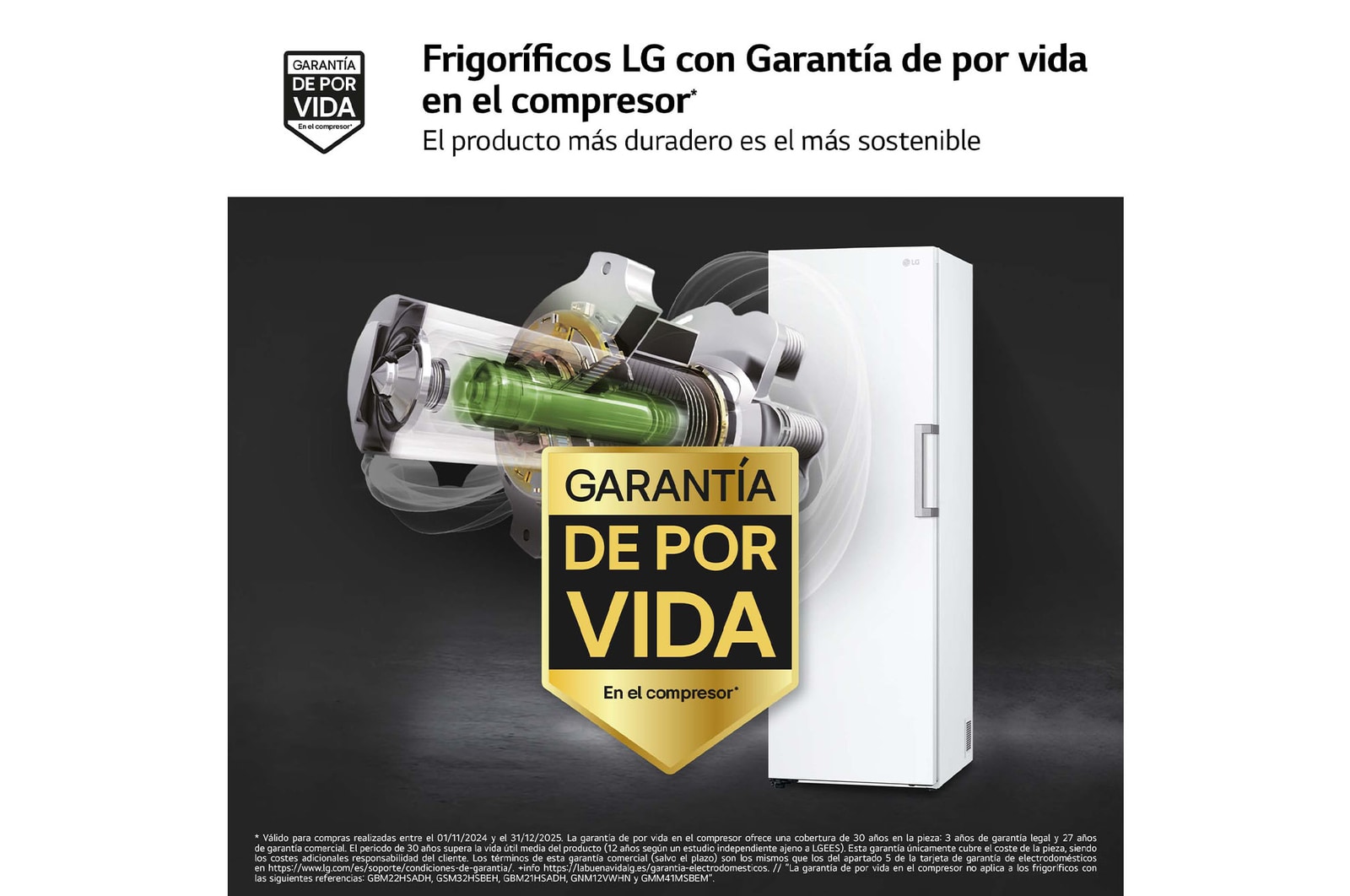 LG Congelador 1 Puerta Total No Frost Smart Inverter, Clasificación E, 324 L, <br> Blanco, GFT41SWGSZ