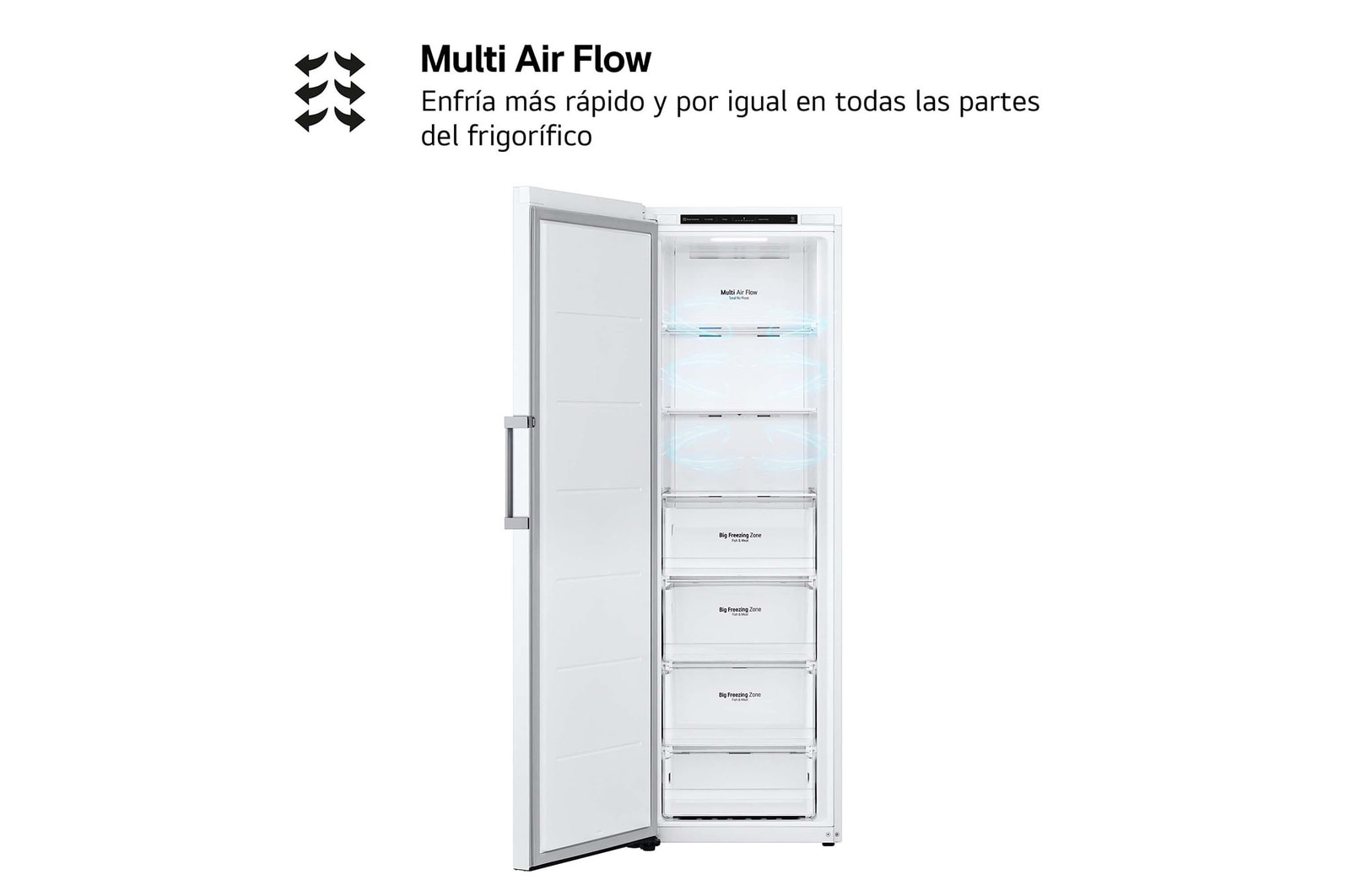 LG Congelador 1 Puerta Total No Frost Smart Inverter, Clasificación E, 324 L, <br> Blanco, GFT41SWGSZ