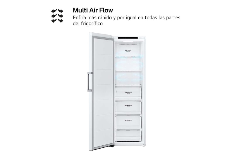 LG Congelador 1 Puerta Total No Frost Smart Inverter, Clasificación E, 324 L, <br> Blanco, GFT41SWGSZ