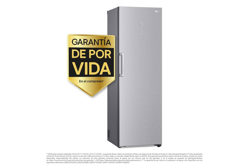 LG Frigorífico 1 puerta Door Cooling, Total No frost, Clasificación D, 413L, Acero inoxidable texturizado, GLM71MBCSF