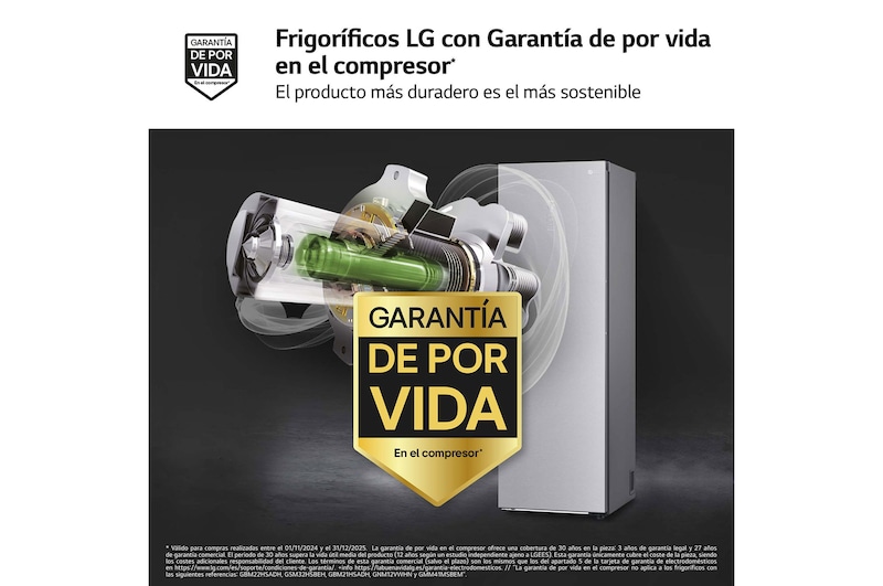 LG Frigorífico 1 puerta Door Cooling, Total No frost, Clasificación D, 413L, Acero inoxidable texturizado, GLM71MBCSF
