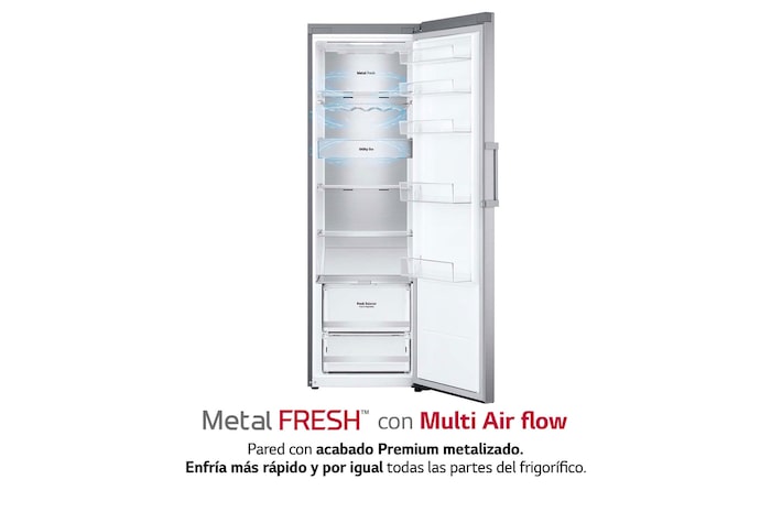 LG Frigorífico 1 puerta Door Cooling, Total No frost, Clasificación D, 413L, Acero inoxidable texturizado, GLM71MBCSF