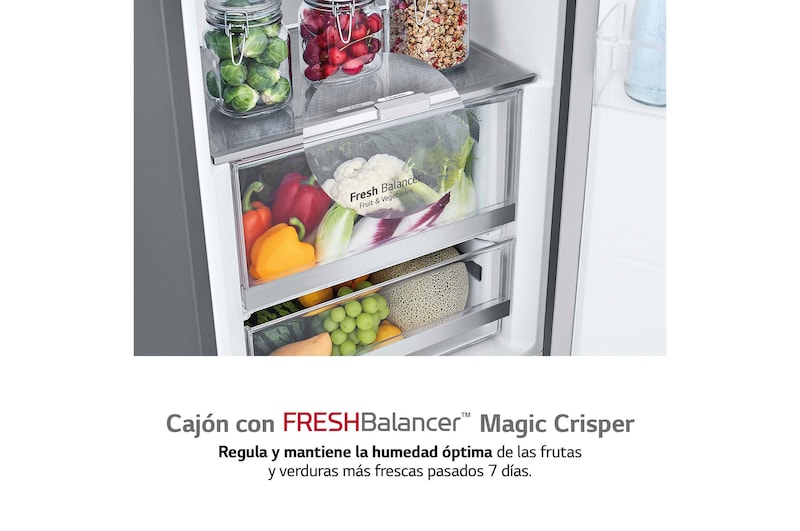 LG Frigorífico 1 puerta Door Cooling, Total No frost, Clasificación D, 413L, Acero inoxidable texturizado, GLM71MBCSF