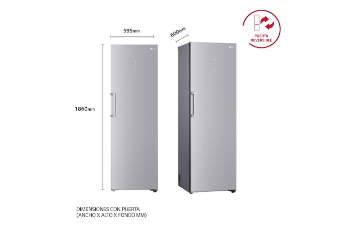 LG Frigorífico 1 puerta Door Cooling, Total No frost, Clasificación D, 413L, Acero inoxidable texturizado, GLM71MBCSF