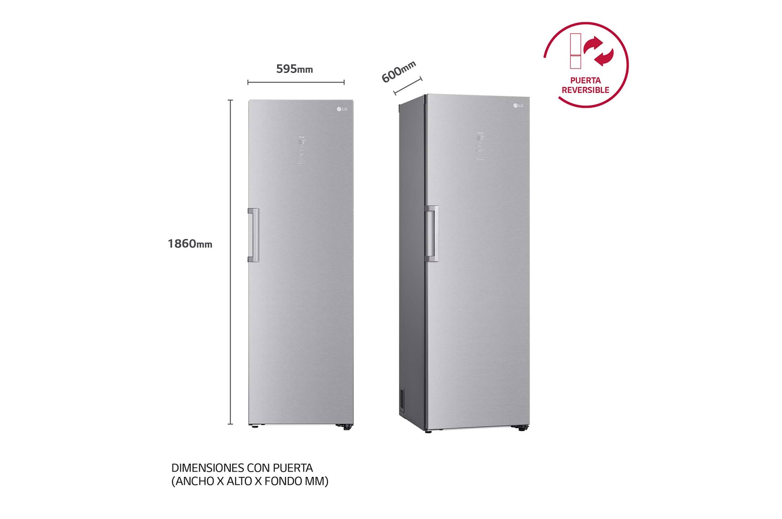 LG Frigorífico 1 puerta Door Cooling, Total No frost, Clasificación D, 413L, Acero inoxidable texturizado, GLM71MBCSF