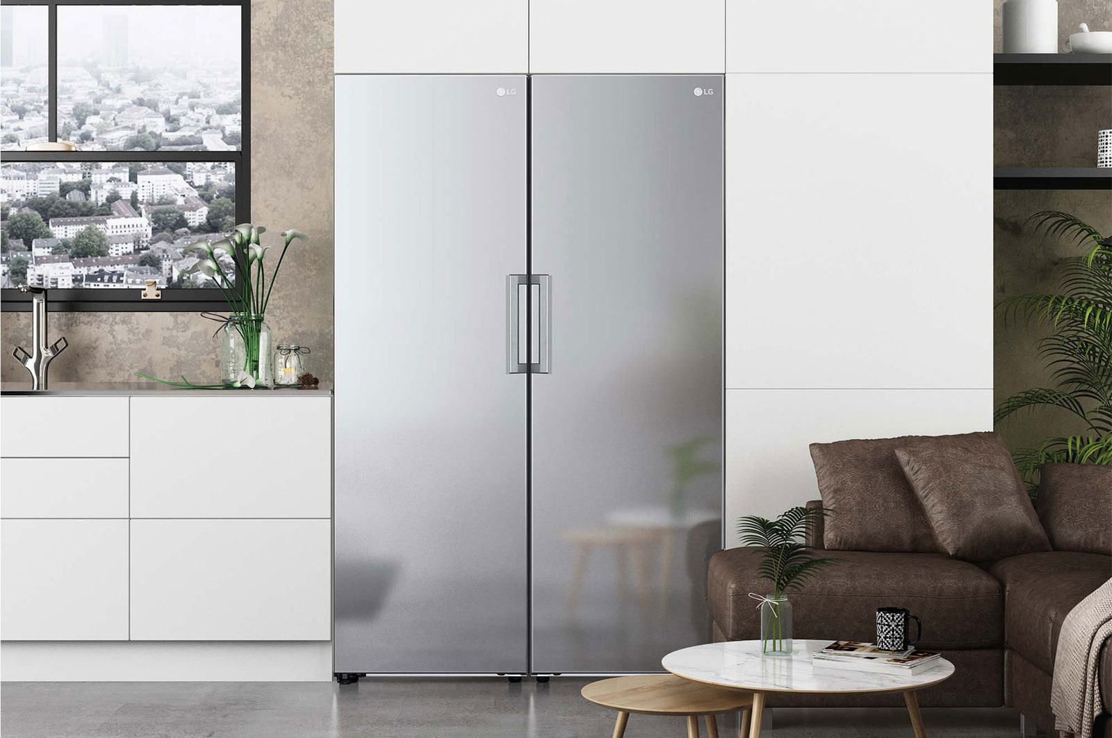 LG Frigorífico 1 puerta Door Cooling, Total No frost, Clasificación D, 413L, Acero inoxidable texturizado, GLM71MBCSF