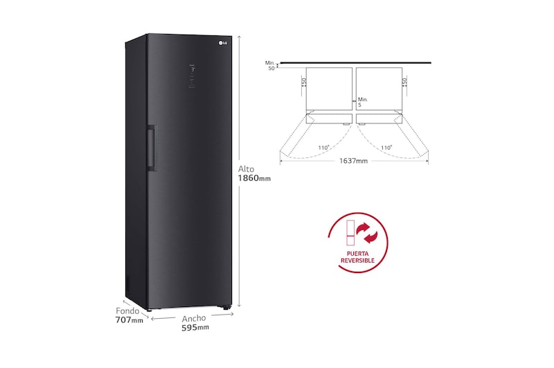 LG Outlet Frigorífico Clasificación C, 413L, Acero Negro-grisáceo mate antihuellas, GLM71MCCSX.OUTLET