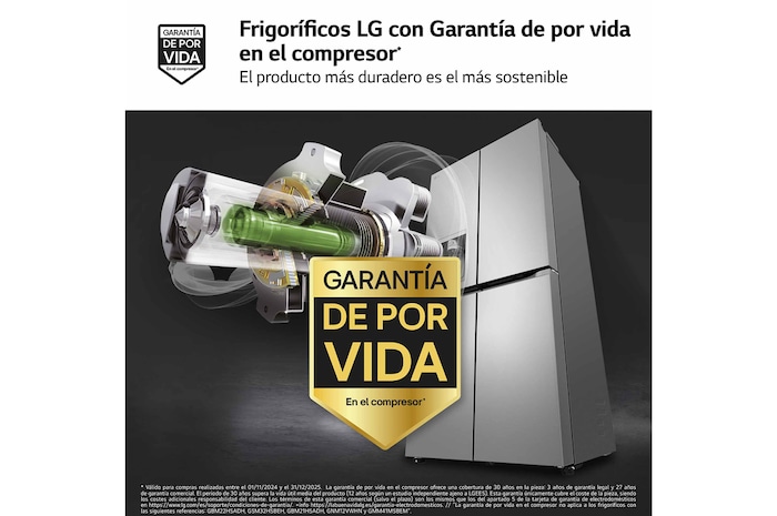 LG Outlet Frigorífico American Combi Ancho 83cm, Clasificación E, 508 L, Inox antihuellas, GML860PYFE.OUTLET