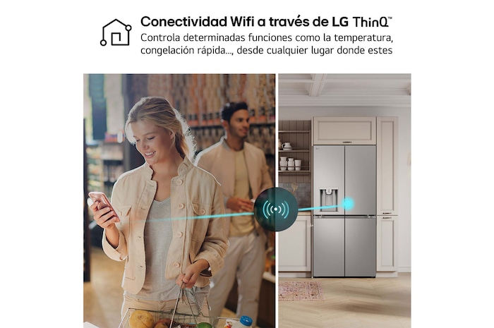 LG Outlet Frigorífico American Combi Ancho 83cm, Clasificación E, 508 L, Inox antihuellas, GML860PYFE.OUTLET