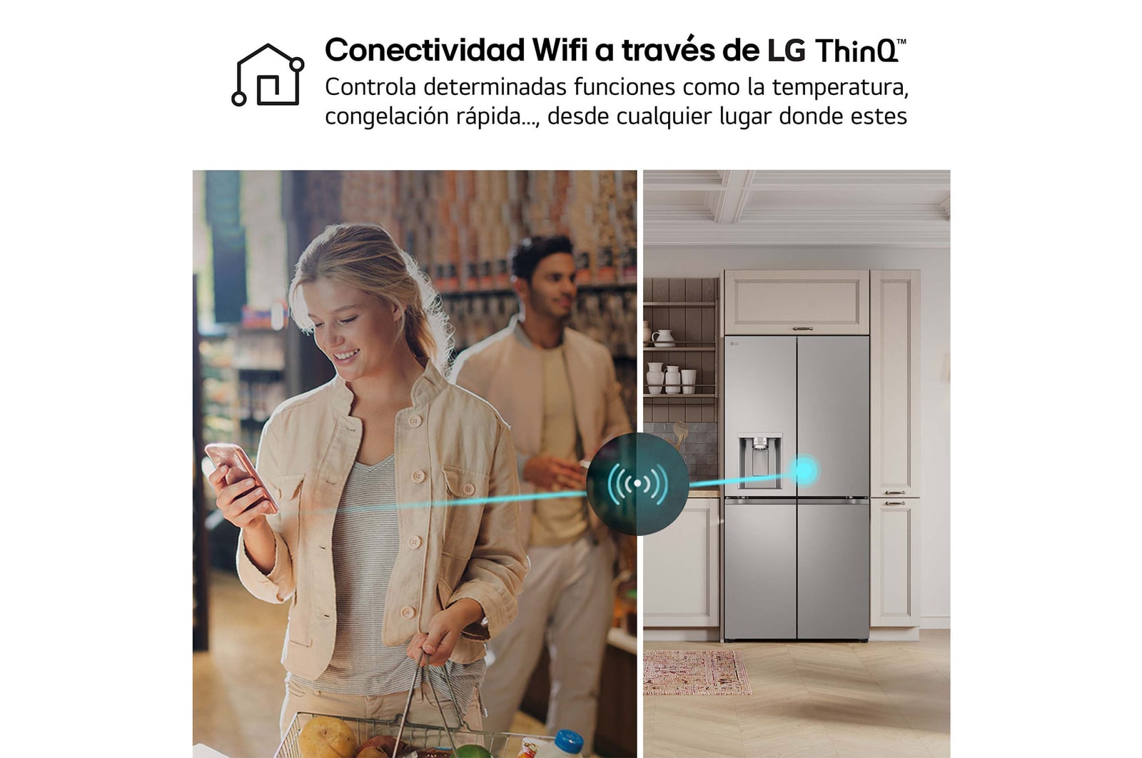 LG Outlet Frigorífico American Combi Ancho 83cm, Clasificación E, 508 L, Inox antihuellas, GML860PYFE.OUTLET