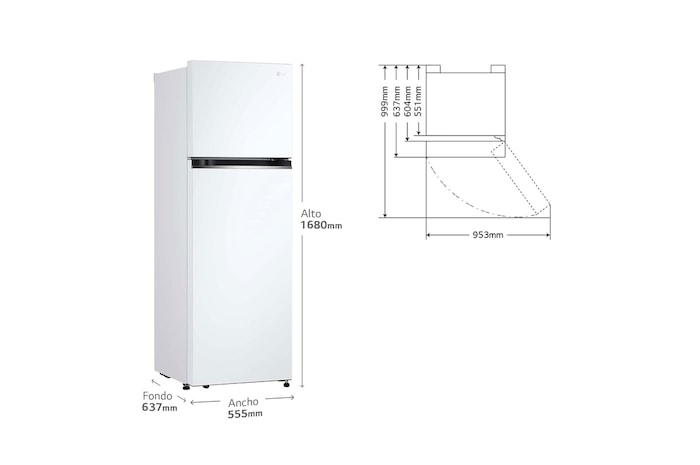 LG Outlet Frigorífico 2 Puertas, Total No Frost, 1,68 m., 287 L., Clasificación E, GTBV20SWGKD.OUTLET