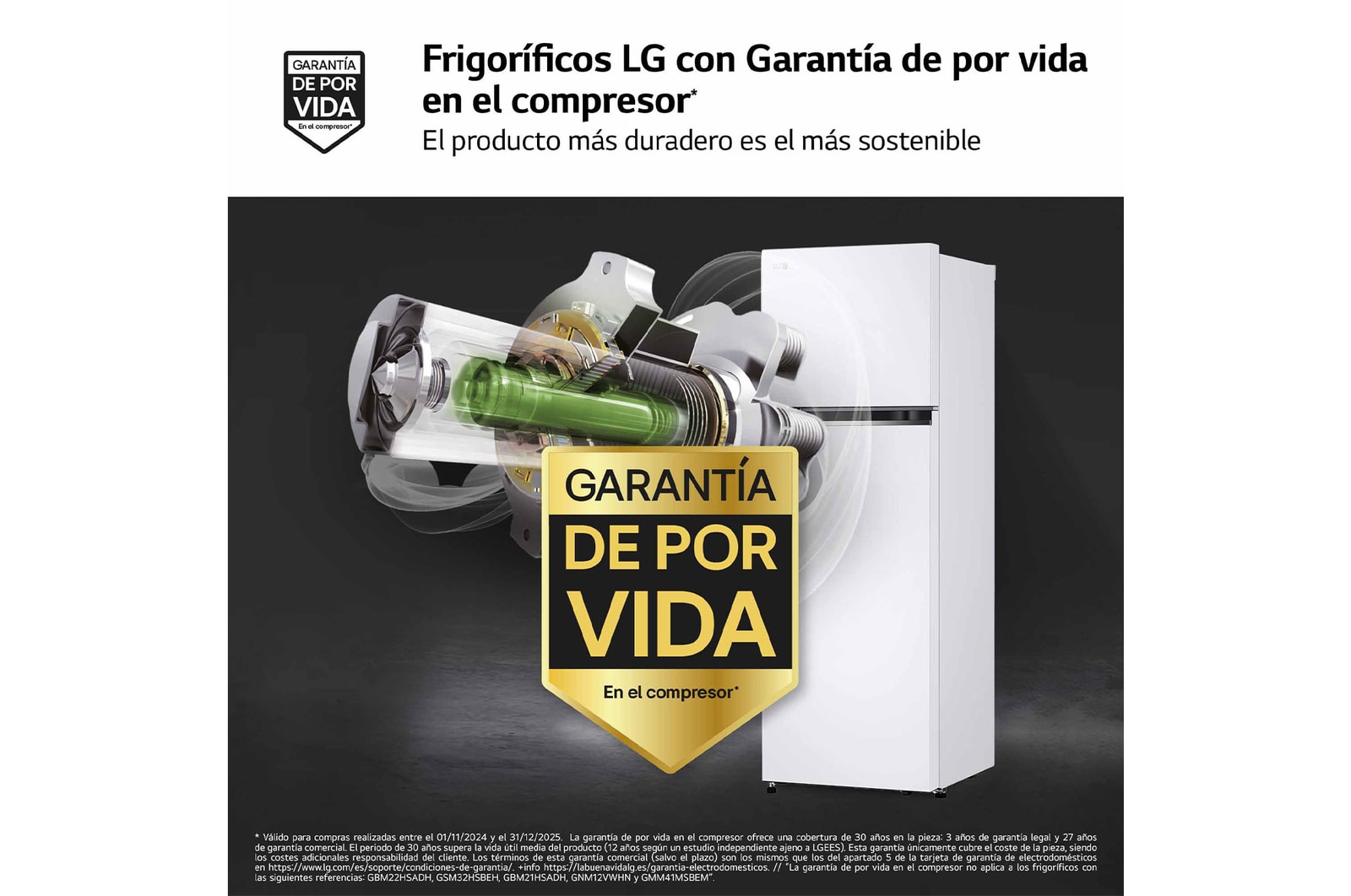 LG Frigorifico de 2 Puertas, 287L, 1,68 m, Total No Frost - Blanco, GTBV20SWGKD