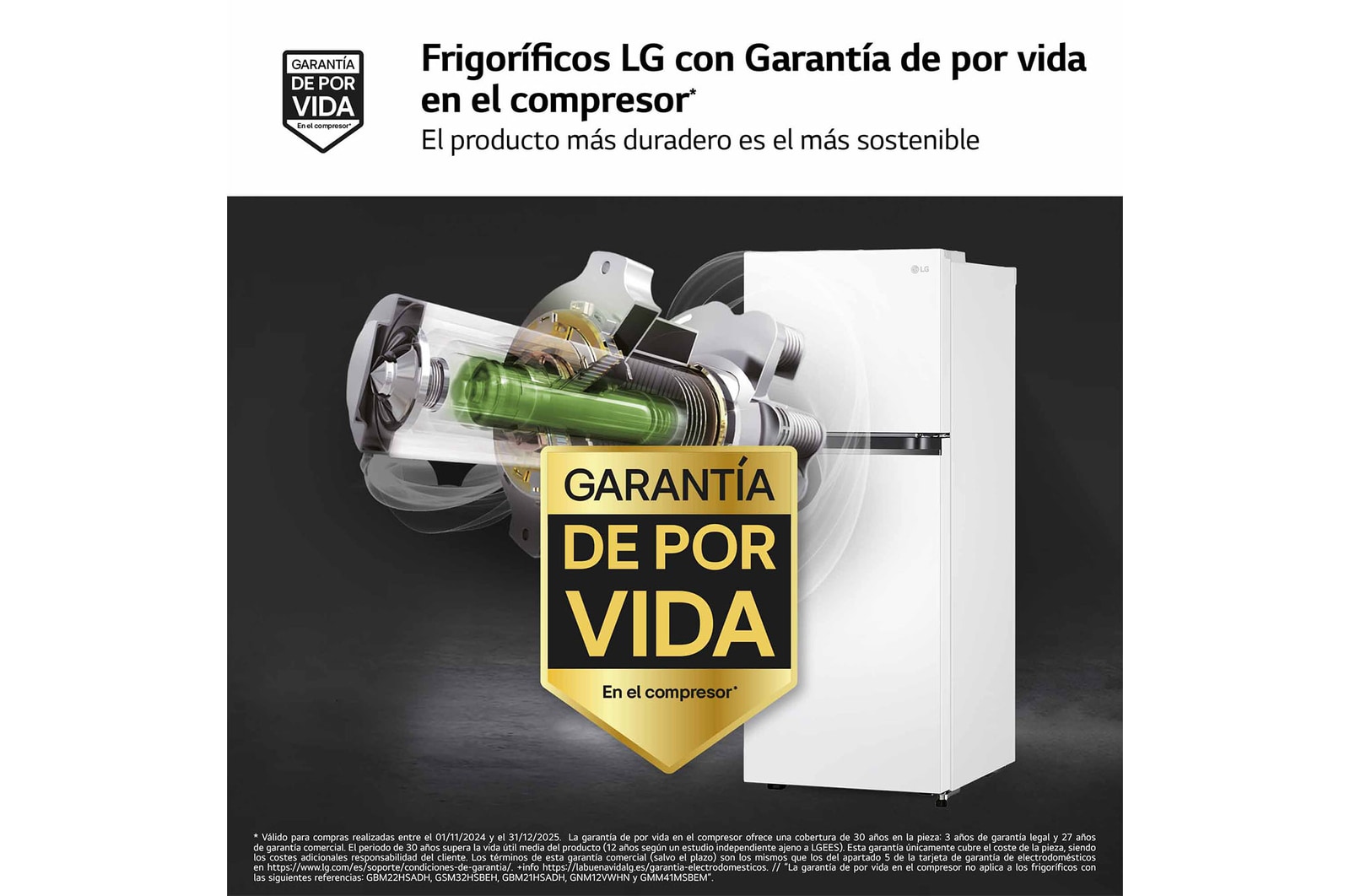 LG Frigorífico Dos Puertas 1,45m, Clasificación E, Total No Frost, Door Cooling - Blanco, GTBV22SWGKD
