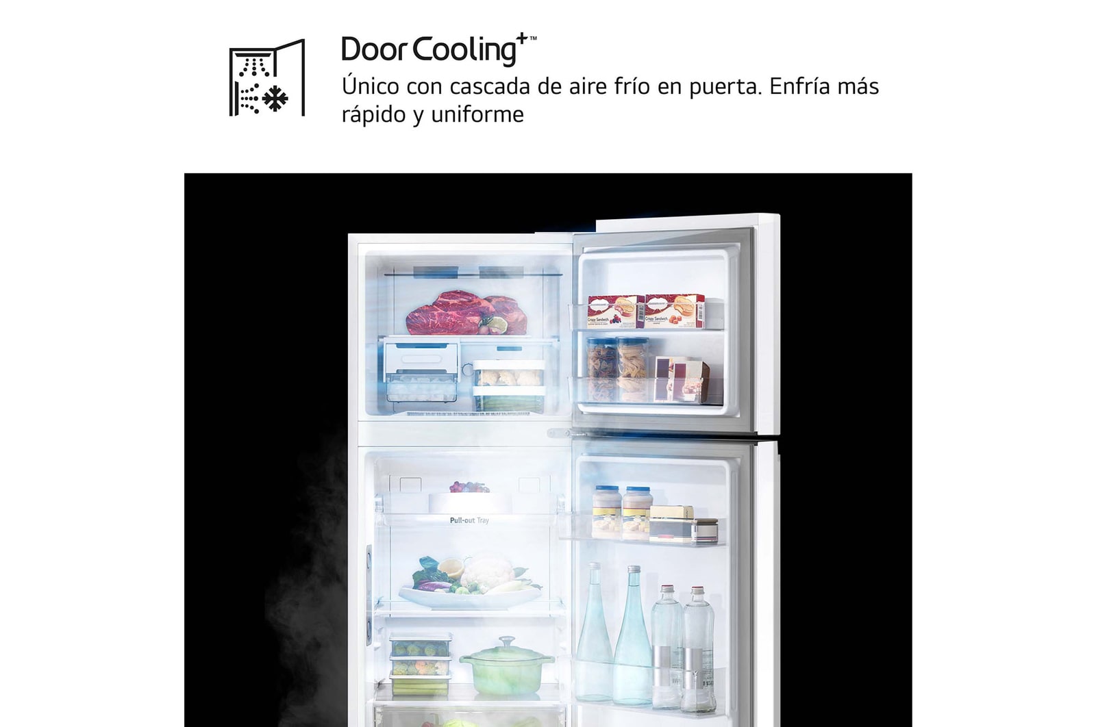 LG Frigorífico Dos Puertas 1,45m, Clasificación E, Total No Frost, Door Cooling - Blanco, GTBV22SWGKD