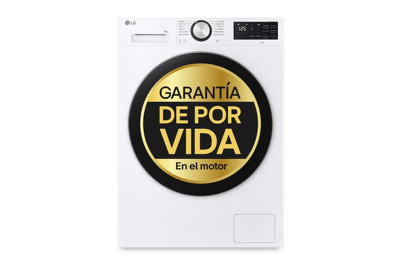 Vista frontal de Outlet Lavadora Inteligente | LG AI Direct Drive, TurboWash 360º, 8kg, 1200rpm, Serie 500 Fondo reducido, Un 30% más eficiente que A, Blanca F2X50S8TLC.OUTLET
