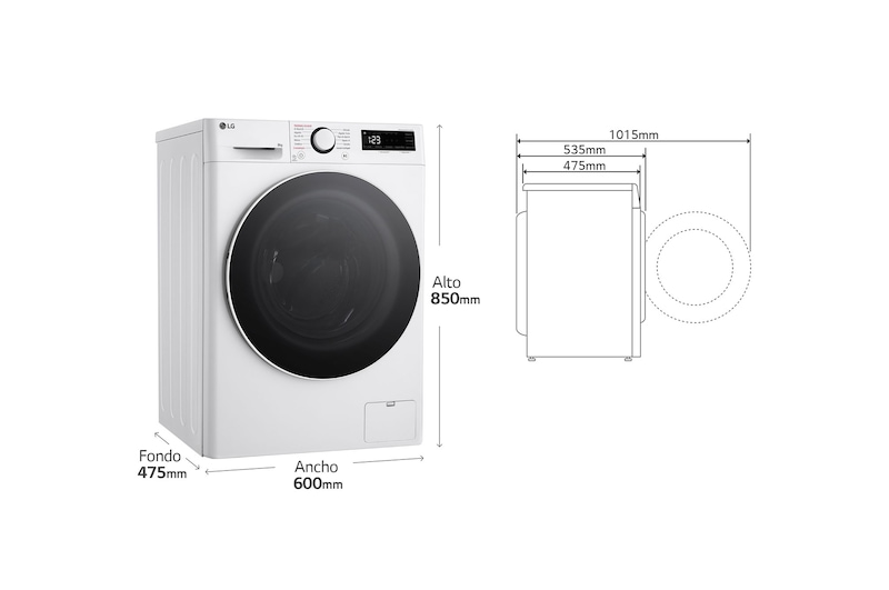 LG Lavadora inteligente AI Direct Drive, Vapor, 8kg , 1200rpm Un 10% más eficiente que A, Serie fondo especial 500, F2WR5S08A0W