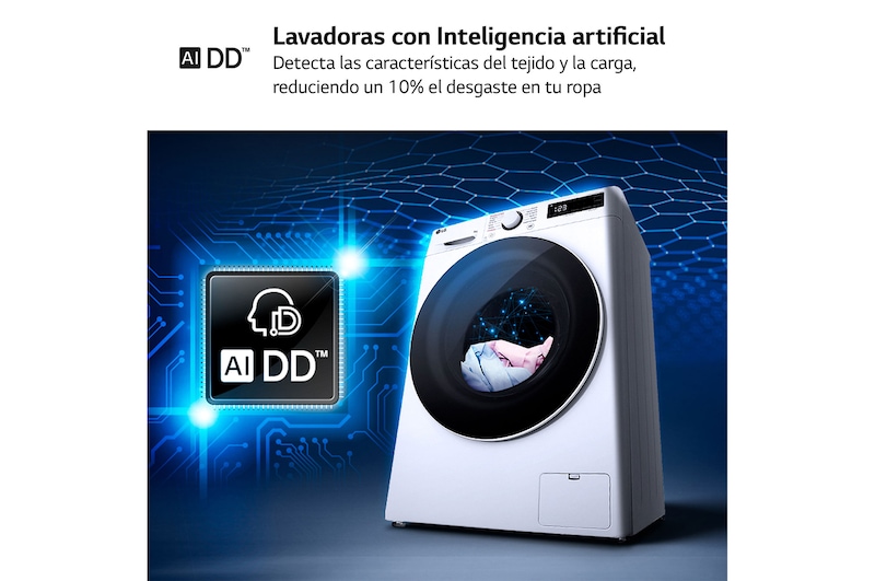 LG Lavadora inteligente AI Direct Drive, Vapor, 8kg , 1200rpm Un 10% más eficiente que A, Serie fondo especial 500, F2WR5S08A0W
