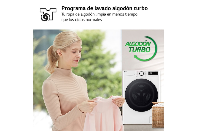 LG Lavadora inteligente AI Direct Drive, Vapor, 8kg , 1200rpm Un 10% más eficiente que A, Serie fondo especial 500, F2WR5S08A0W