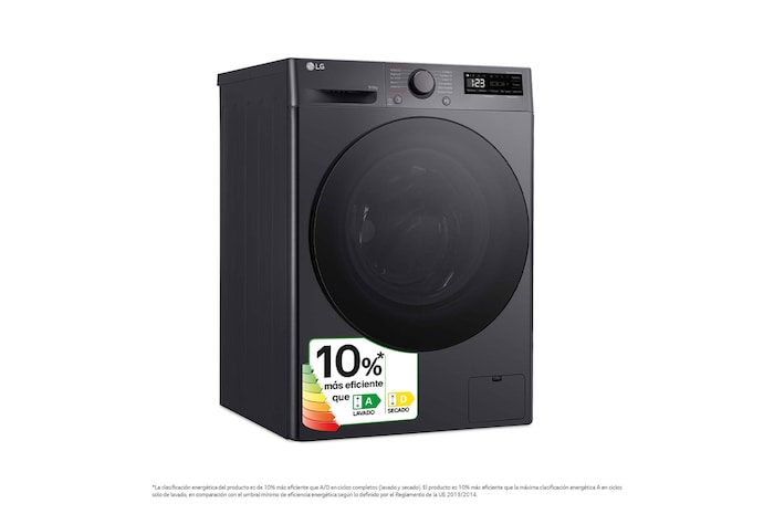 LG Lavasecadora inteligente AI Direct Drive<sup>TM</sup>, Turbowash 360º, 9/6kg, 1400rpm, Un 10% más eficiente que A(lavado) / D(secado) Negro medio, Serie 600, F4DR6009AGM