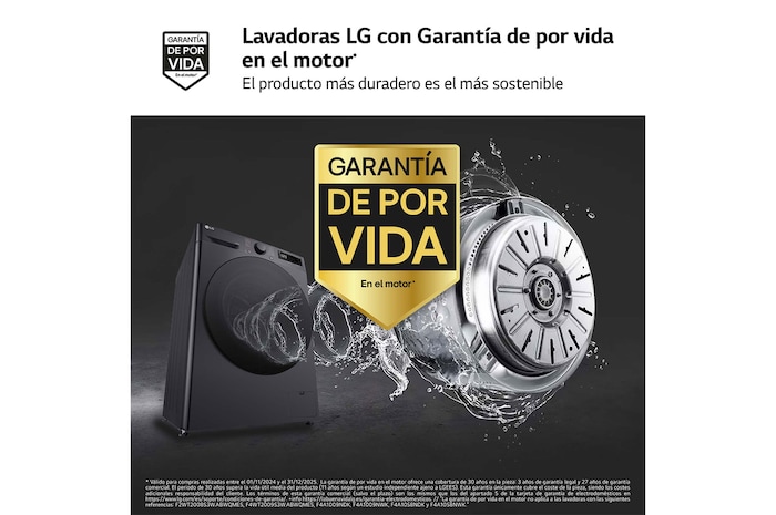 LG Lavasecadora inteligente AI Direct Drive<sup>TM</sup>, Turbowash 360º, 9/6kg, 1400rpm, Un 10% más eficiente que A(lavado) / D(secado) Negro medio, Serie 600, F4DR6009AGM