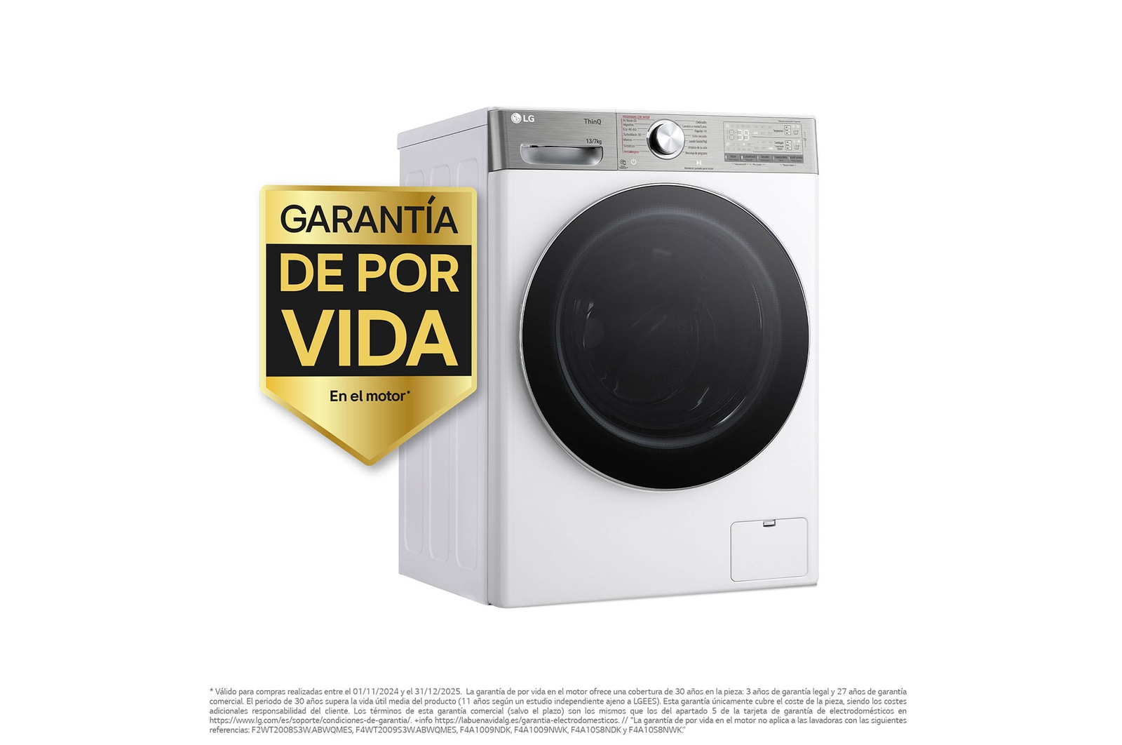 LG Lavasecadora inteligente AI Direct Drive™, Turbowash 360º, Autodosificación 13/7kg, 1400rpm, Un 10% más eficiente que A(lavado) /D(secado) Blanca, Serie 950, F4DR9513A2W