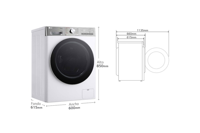 LG Lavasecadora inteligente AI Direct Drive™, Turbowash 360º, Autodosificación 13/7kg, 1400rpm, Un 10% más eficiente que A(lavado) /D(secado) Blanca, Serie 950, F4DR9513A2W
