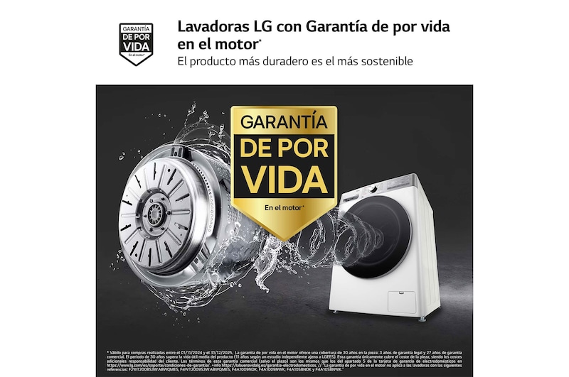 LG Lavasecadora inteligente AI Direct Drive™, Turbowash 360º, Autodosificación 13/7kg, 1400rpm, Un 10% más eficiente que A(lavado) /D(secado) Blanca, Serie 950, F4DR9513A2W