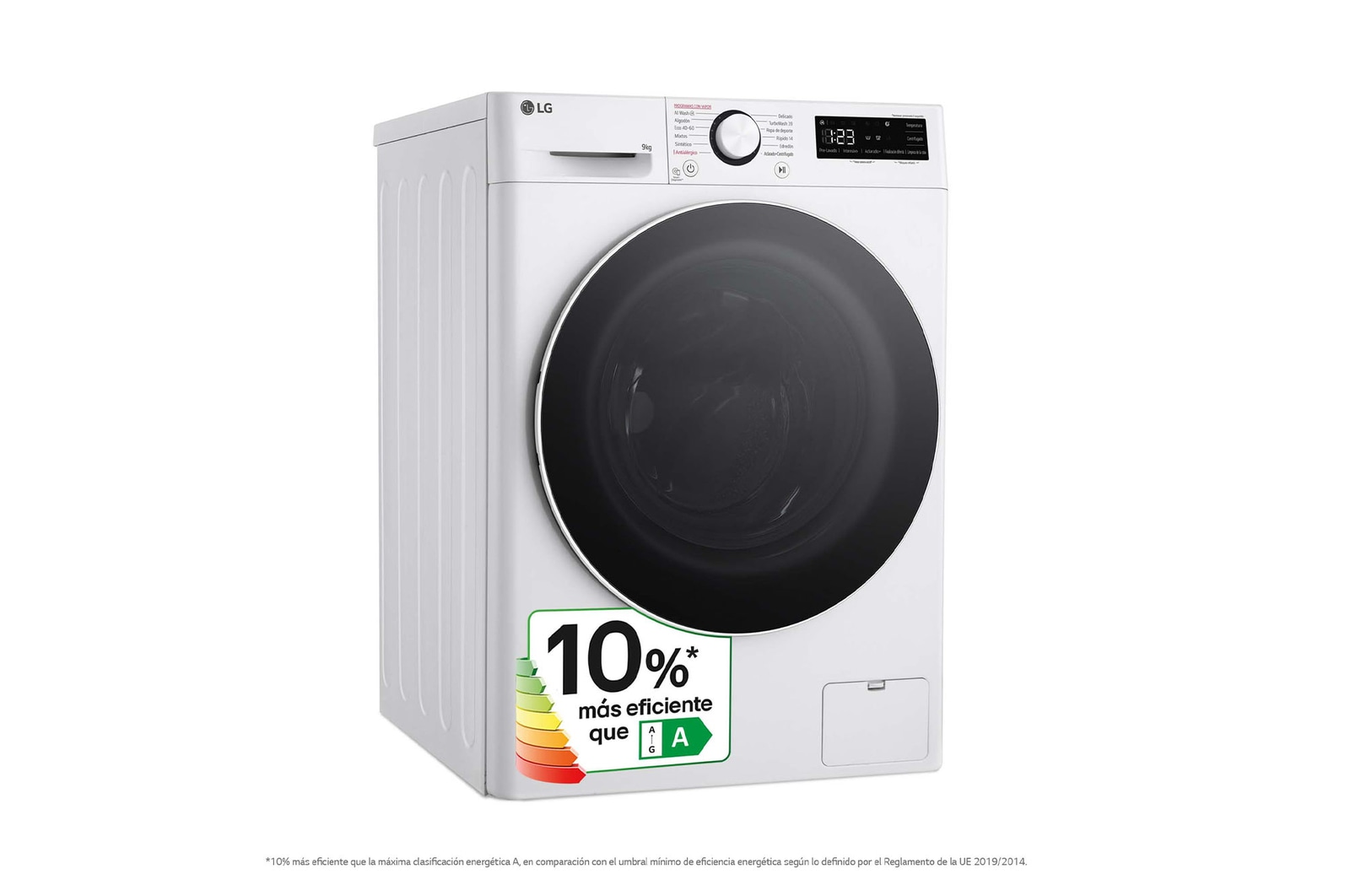 LG Lavadora inteligente AI Direct Drive. TurboWash 360º, Vapor, 9kg , 1400rpm Un 10% más eficiente que A, Serie 600, F4WR6009A0W