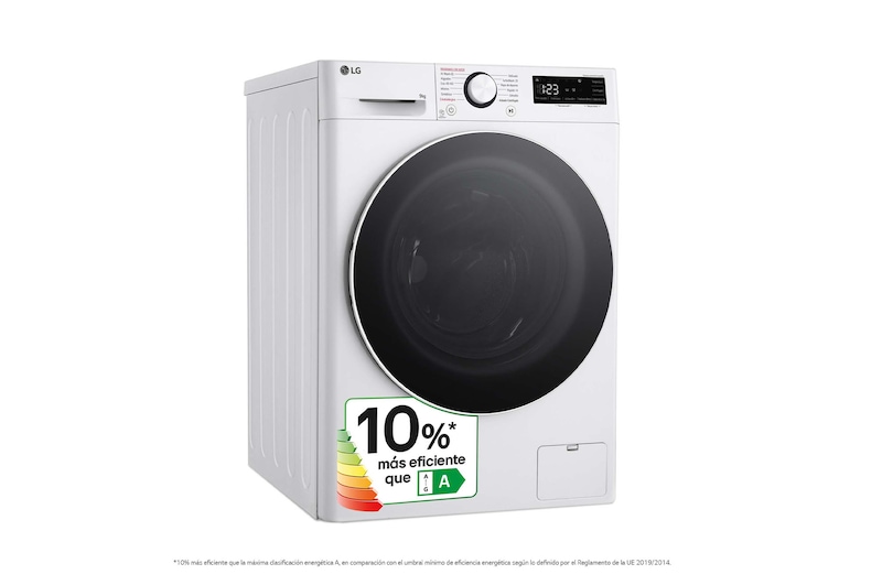 LG Lavadora inteligente AI Direct Drive. TurboWash 360º, Vapor, 9kg , 1400rpm Un 10% más eficiente que A, Serie 600, F4WR6009A0W