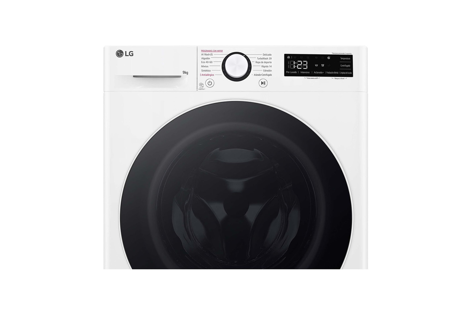 LG Lavadora inteligente AI Direct Drive. TurboWash 360º, Vapor, 9kg , 1400rpm Un 10% más eficiente que A, Serie 600, F4WR6009A0W