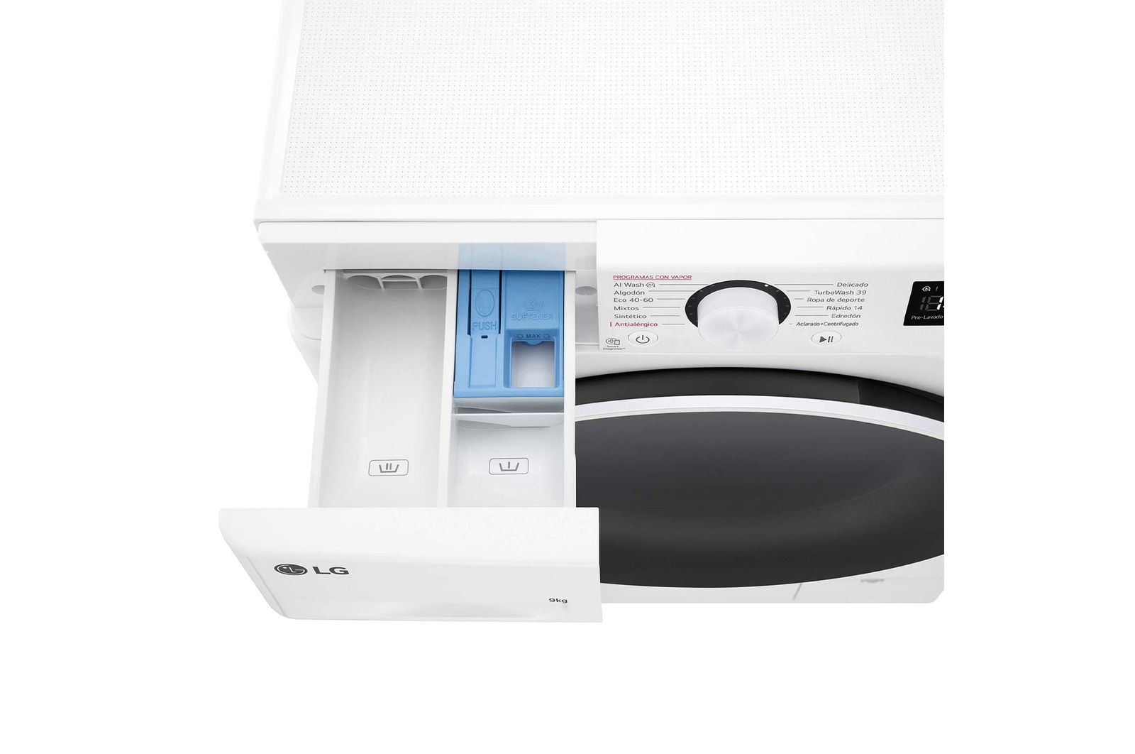 LG Lavadora inteligente AI Direct Drive. TurboWash 360º, Vapor, 9kg , 1400rpm Un 10% más eficiente que A, Serie 600, F4WR6009A0W