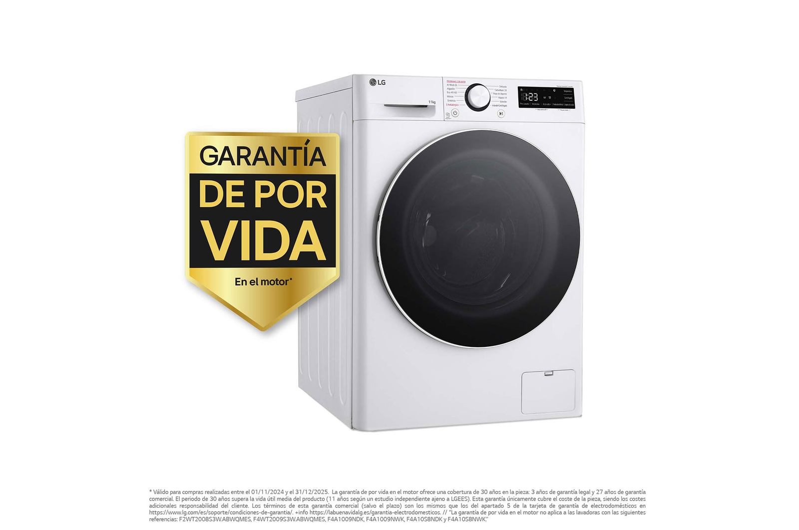 LG Lavadora inteligente AI Direct Drive. TurboWash 360º, Vapor, 11kg , 1400rpm Un 10% más eficiente que A, Serie 600 , F4WR6011A0W