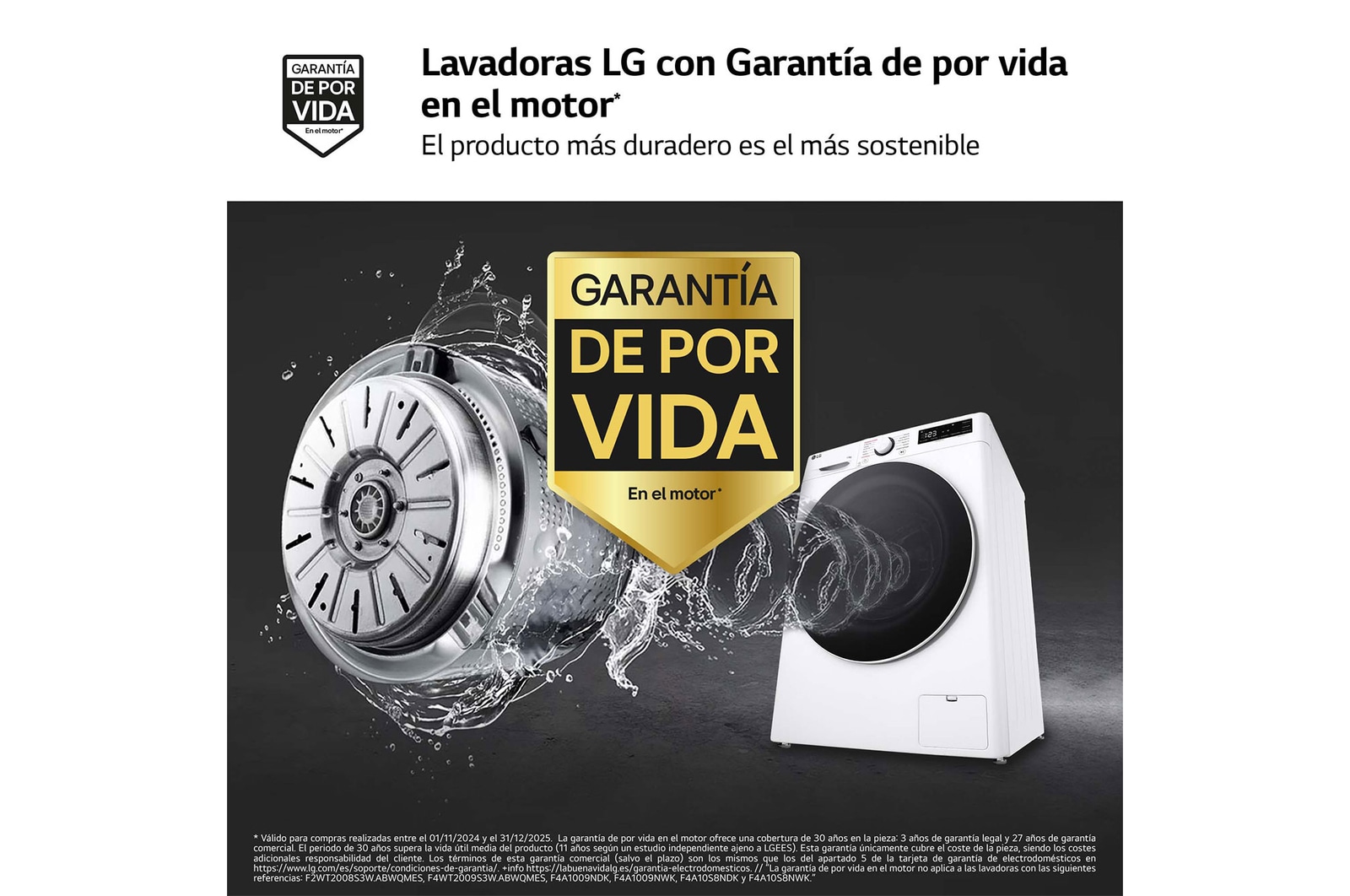 LG Lavadora inteligente AI Direct Drive. TurboWash 360º, Vapor, 11kg , 1400rpm Un 10% más eficiente que A, Serie 600 , F4WR6011A0W