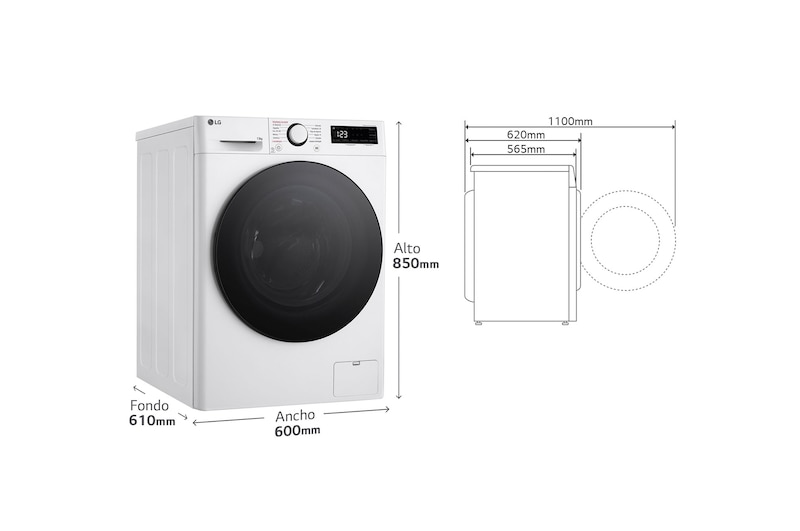 LG Lavadora inteligente AI Direct Drive. TurboWash 360º, Vapor, 13kg , 1400rpm Un 10% más eficiente que A, Serie 600, F4WR6013AGW