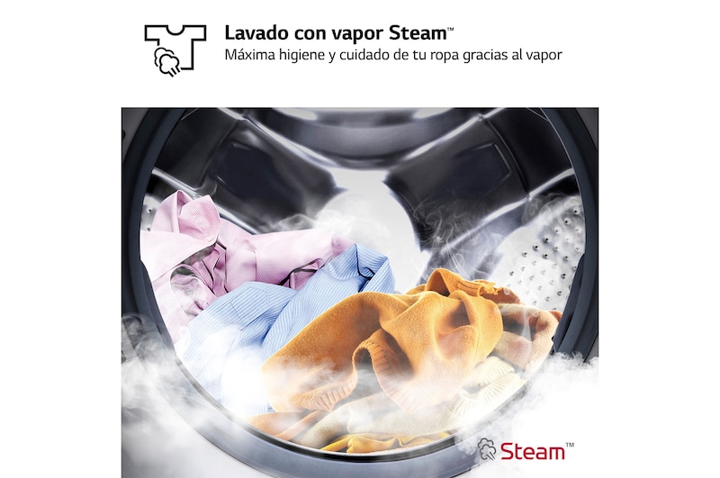 LG Lavadora inteligente AI Direct Drive. TurboWash 360º, Vapor, 13kg , 1400rpm Un 10% más eficiente que A, Serie 600, F4WR6013AGW