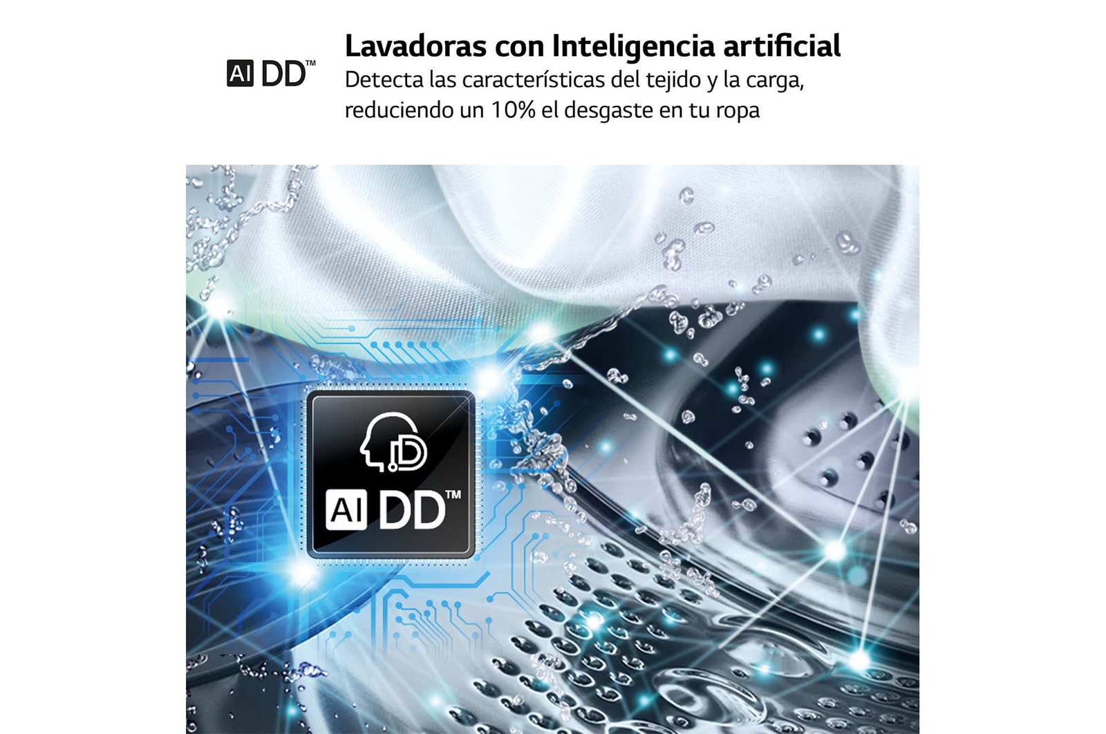 LG Lavadora inteligente AI Direct Drive. TurboWash 360º, Vapor+,  10kg ,  1400rpm Un 10% más eficiente que A, Serie 700, F4WR7010AGS