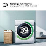 LG Lavadora inteligente AI Direct Drive. TurboWash 360º, Vapor+,  10kg ,  1400rpm Un 10% más eficiente que A, Serie 700, F4WR7010AGS