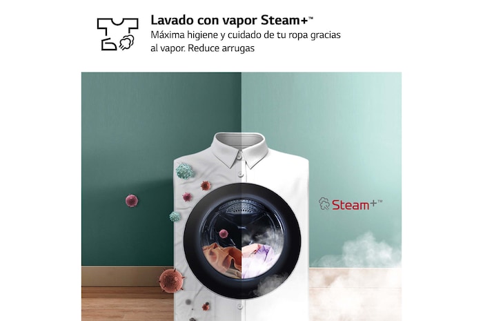 LG Lavadora inteligente AI Direct Drive. TurboWash 360º, Vapor+,  10kg ,  1400rpm Un 10% más eficiente que A, Serie 700, F4WR7010AGS