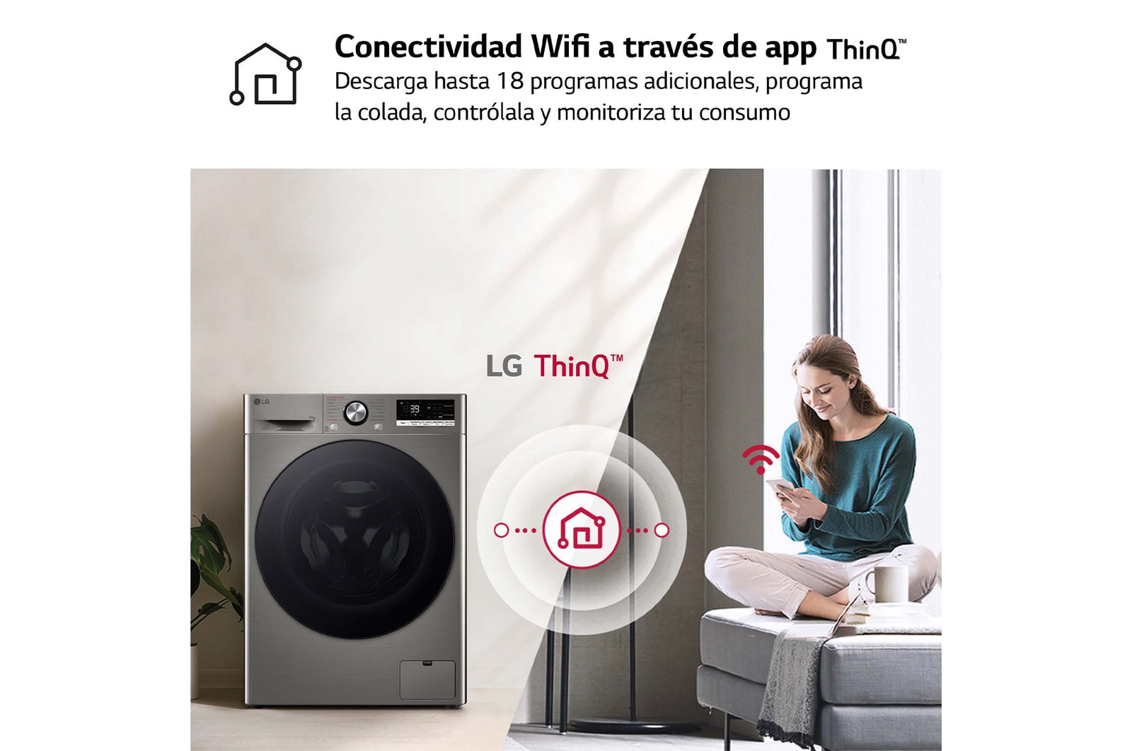 LG Lavadora inteligente AI Direct Drive. TurboWash 360º, Vapor+, 10kg , 1400rpm Un 10% más eficiente que A, Serie 700, F4WR7010AGS.OBSEXC