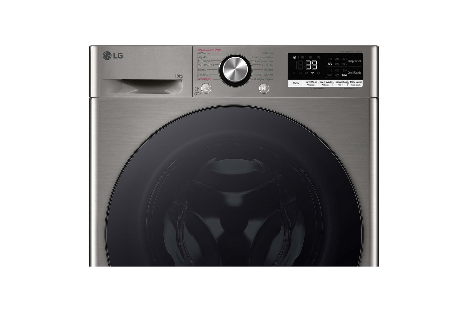 LG Lavadora inteligente AI Direct Drive. TurboWash 360º, Vapor+, 10kg , 1400rpm Un 10% más eficiente que A, Serie 700, F4WR7010AGS.OBSEXC