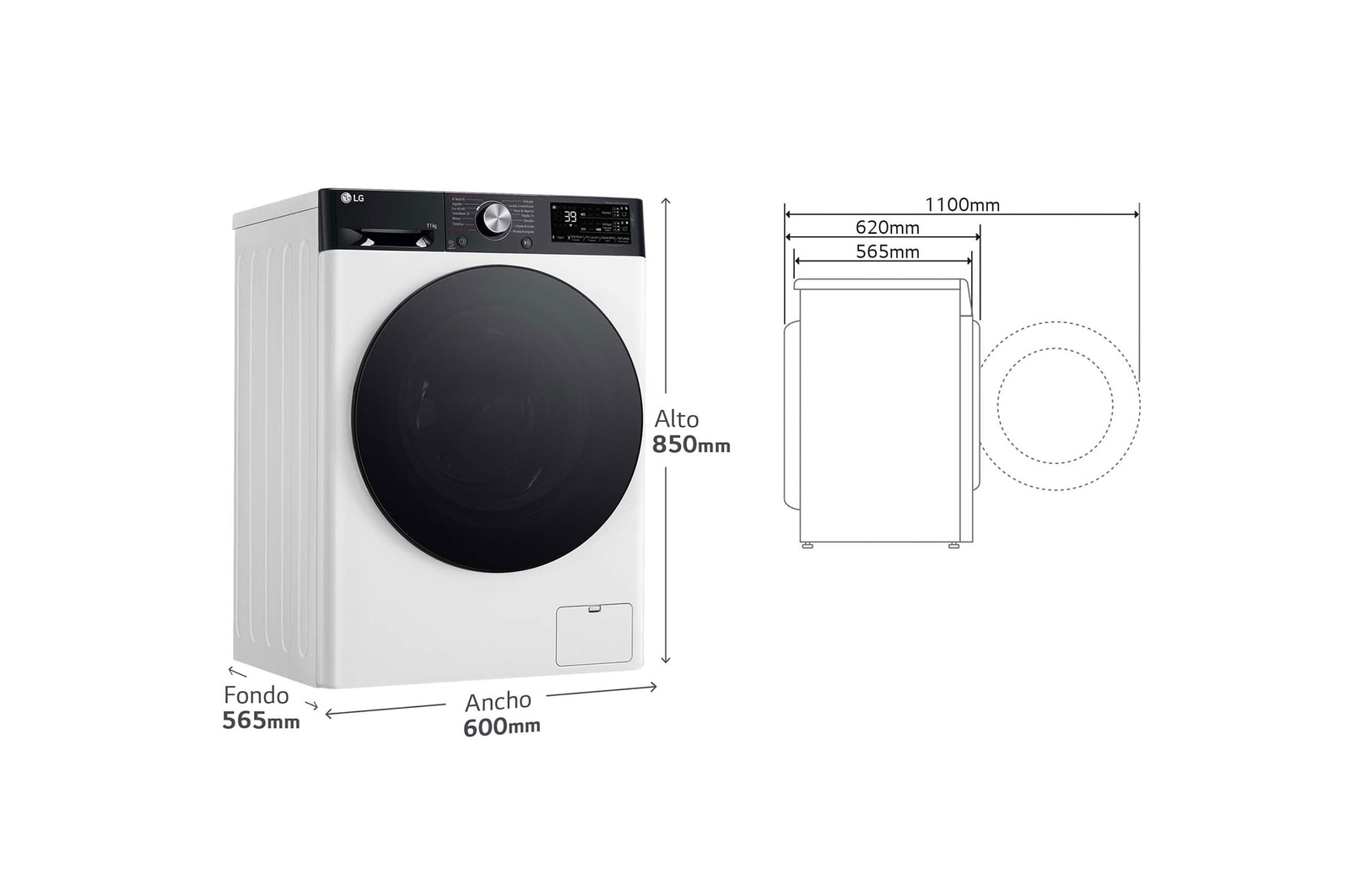 LG Lavadora 11kg , 1400rpm Un 10% más eficiente que A, TurboWash 360º- Dosificador automático detergente, F4WR7511AGH