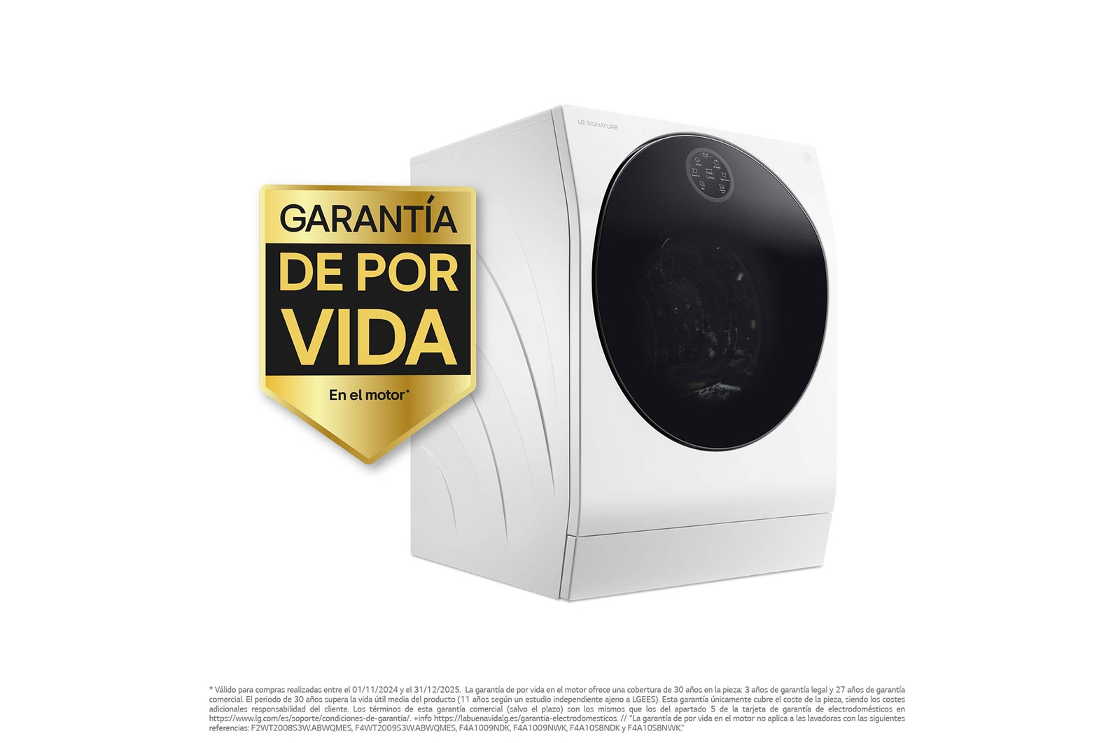 LG Lavasecadora LG SIGNATURE  con bomba de calor, Clase A lavado/A secado, 12kg lavado/7kg secado, 1.600 rpm, Blanca, LSWD100E