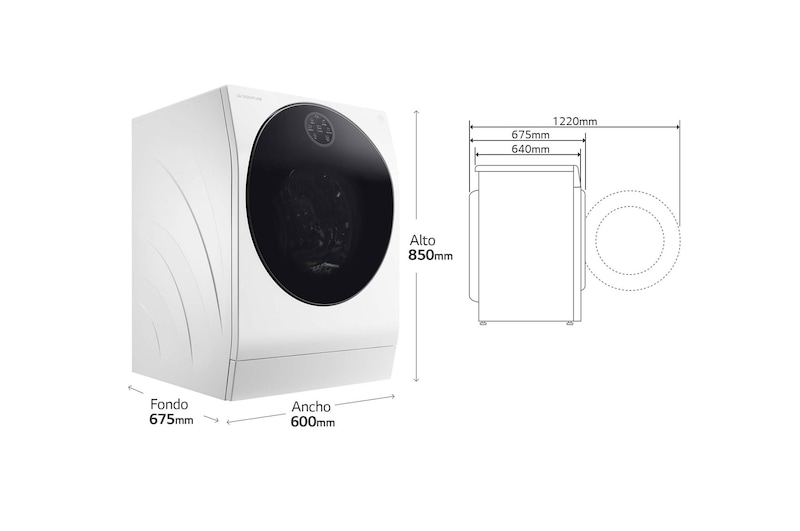 LG Lavasecadora LG SIGNATURE  con bomba de calor, Clase A lavado/A secado, 12kg lavado/7kg secado, 1.600 rpm, Blanca, LSWD100E