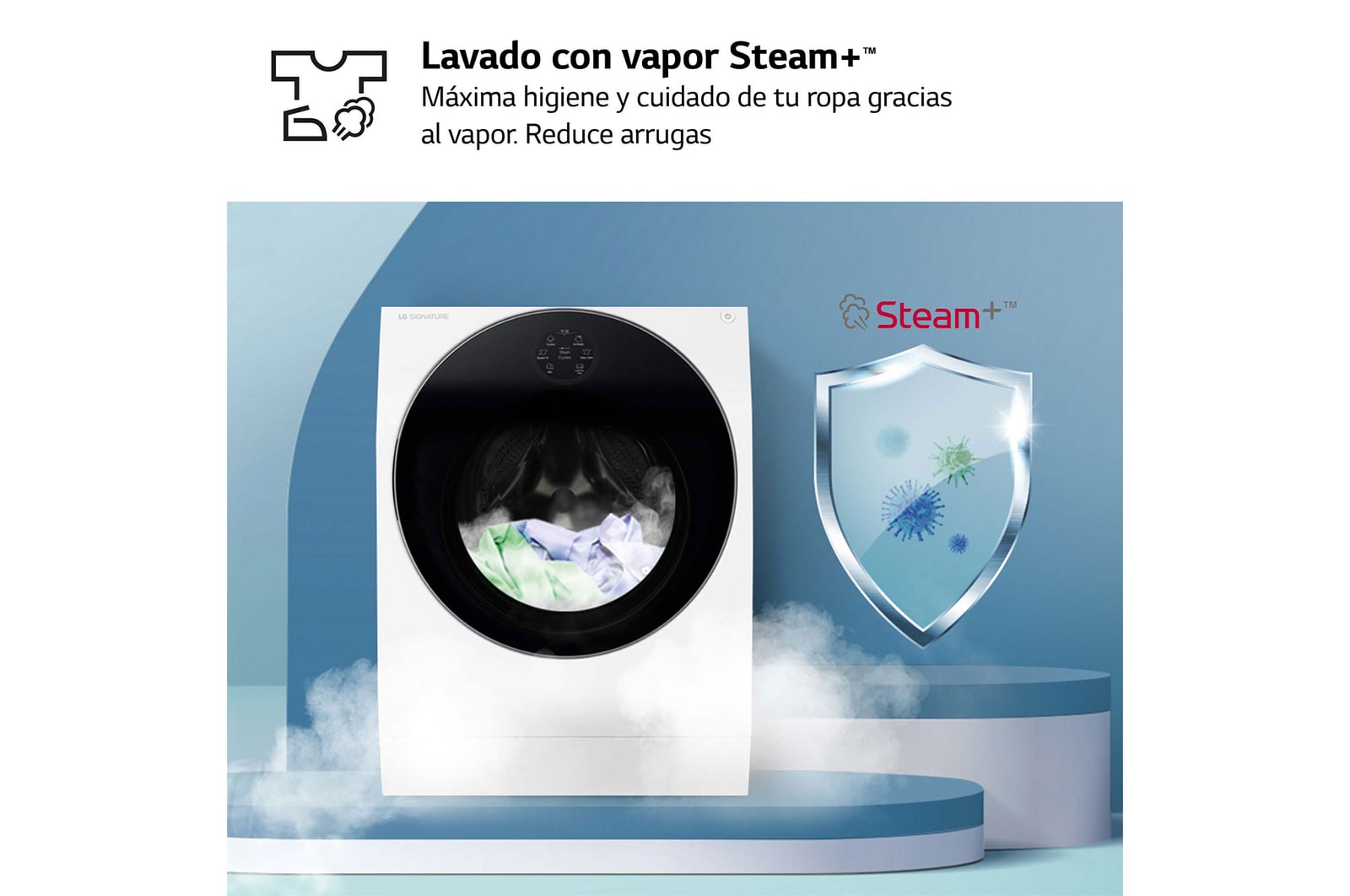 LG Lavasecadora LG SIGNATURE  con bomba de calor, Clase A lavado/A secado, 12kg lavado/7kg secado, 1.600 rpm, Blanca, LSWD100E